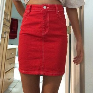 kendall & kylie red denim skirt size 24